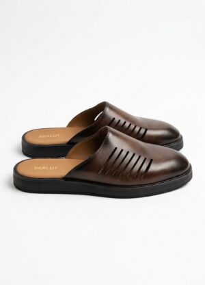 Berlut Leather Slippers / Slip-ons - Brown