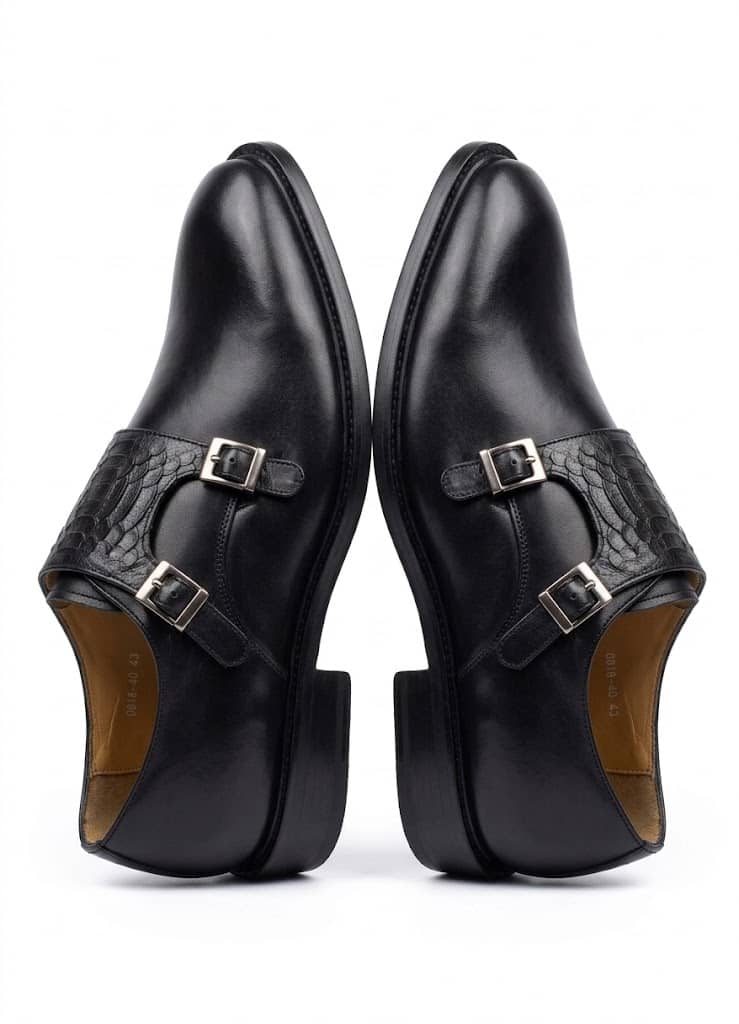 double monk strap shoes 43 - Black