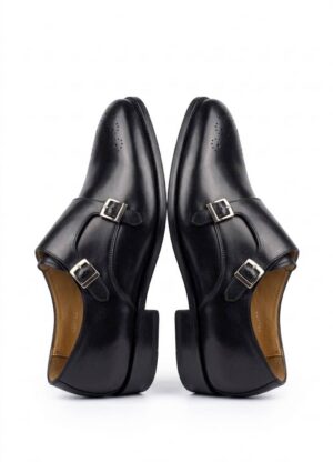 Double Monk Strap Shoe - Black
