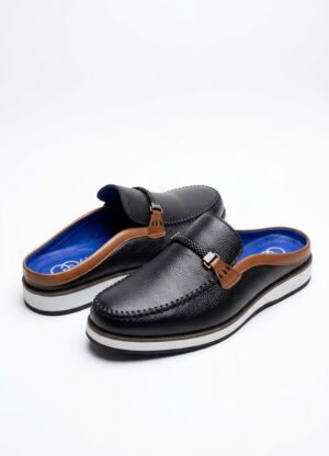 leather backless loafer mules - Black