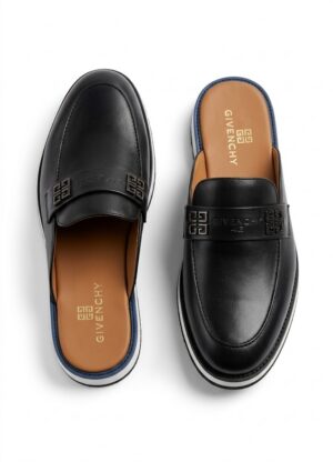 Givenchy 4G Leather Mules / Backless Loafers - Black