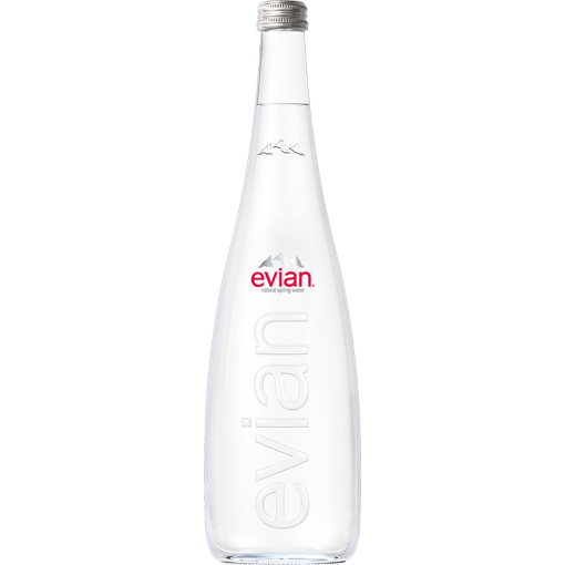 Evian Natural Water Glass Bottle 750ml