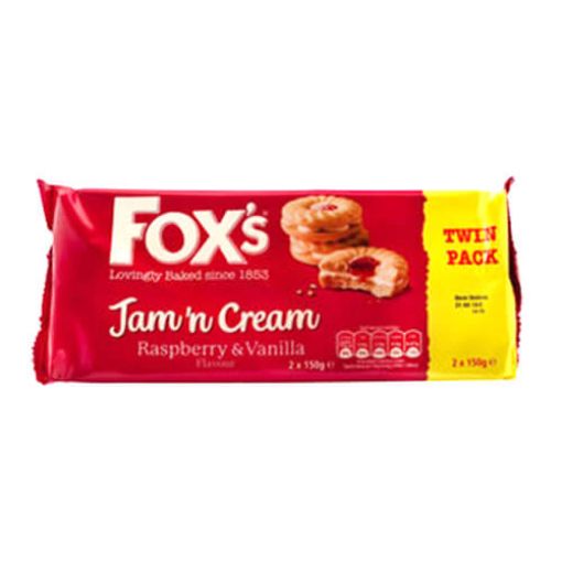 Fox Jam&Cream Sandwich Rasp.&Vanilla (150gx2)