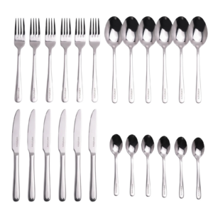 HomeServe Smooth Edges Food-Grade 430 Steel Flatware Set (4 x 6 pcs)