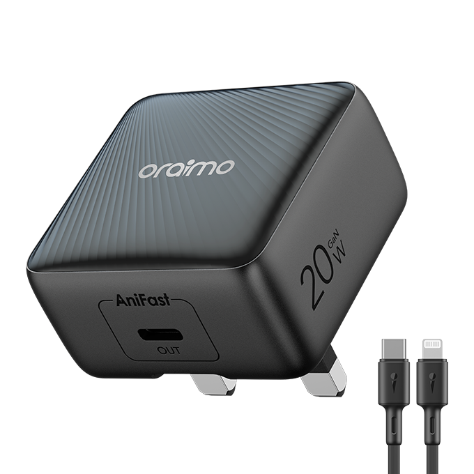 PowerCube 20 Chic 20W GaN Wall Charger Kit with Type-C to Lightning Cable