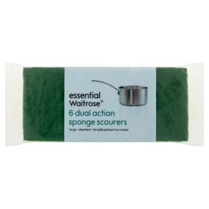 Waitrose Essential 6Dual Action Sponge Scourers 6s
