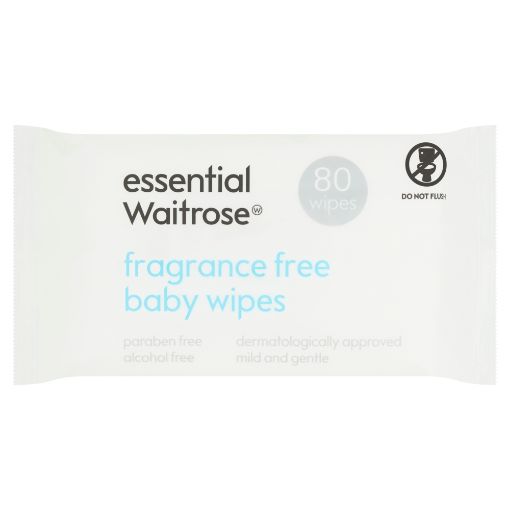 Waitrose Essential Baby Wipes Fragrance Free 80s