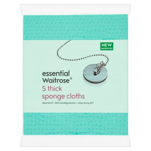 Waitrose Essential Thick Sponge Cloths 5s